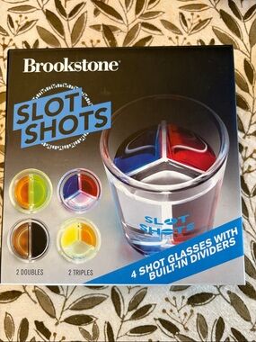Brookstone Slot Shots Divided Shot Glasses in Blue and Red Accents